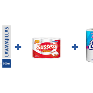 Combo Limpieza — Detergente + Rollo + Papel