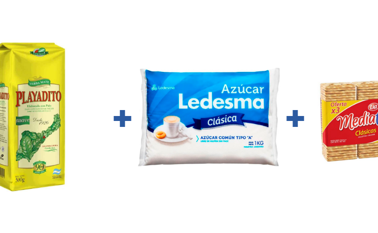 Combo Mate: yerba, azúcar y galletitas